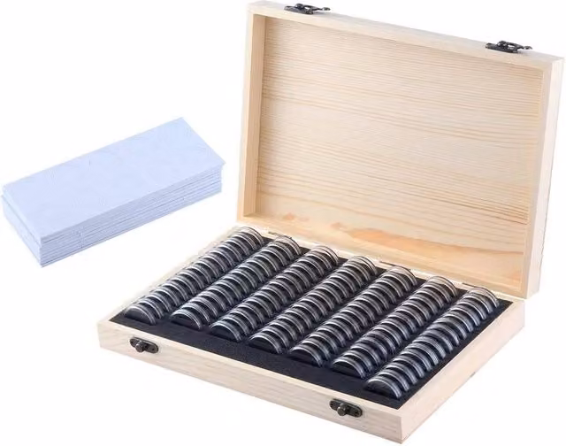 FLAVORA 100 Piece Coin Capsule Foam Storage Box in Sand – 1