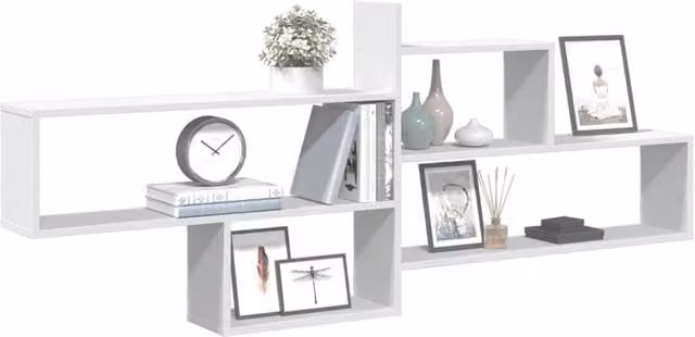 Berkfield Home Wall Mounted Shelf in White, W/D/H: 167.5 x 18 x 68 cm
