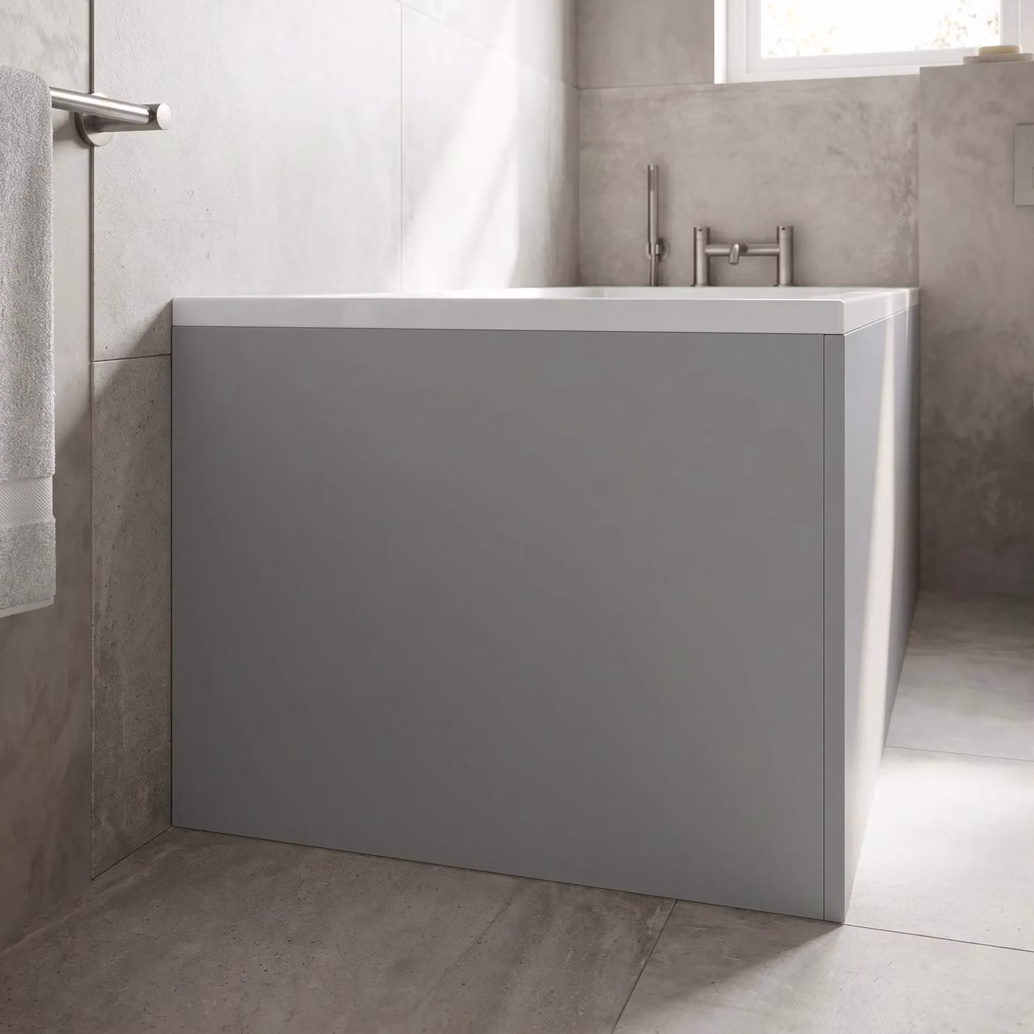 Balterley L Shape Square Reversible Bath End Panel in Satin Grey, 700mm – 2
