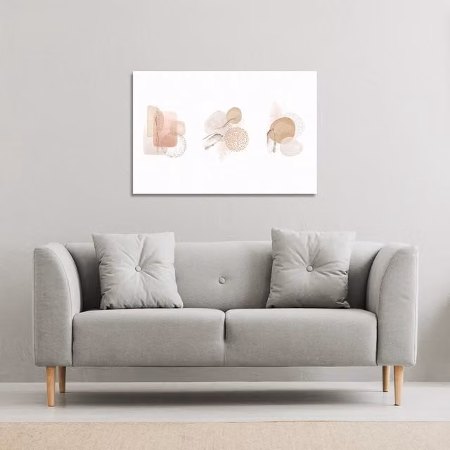 Benjamin Tate Design LTD Abstract Beige and Gold Watercolor Illustration Canvas Print, White, W: 101 cm, H: 77 cm