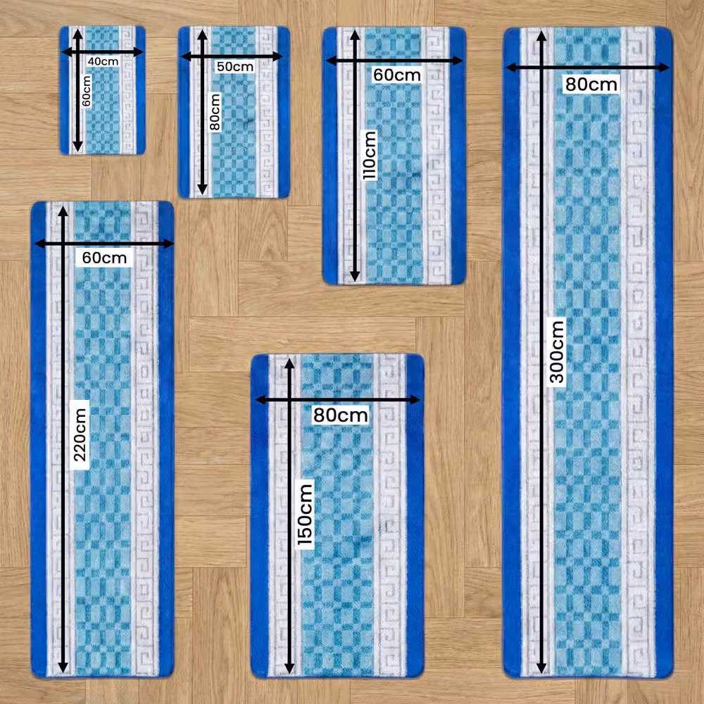 Smart Living Heavy Duty Non Slip Machine Washable Striped Door Mat in Blue, W: 60 cm, L: 220 cm – 3
