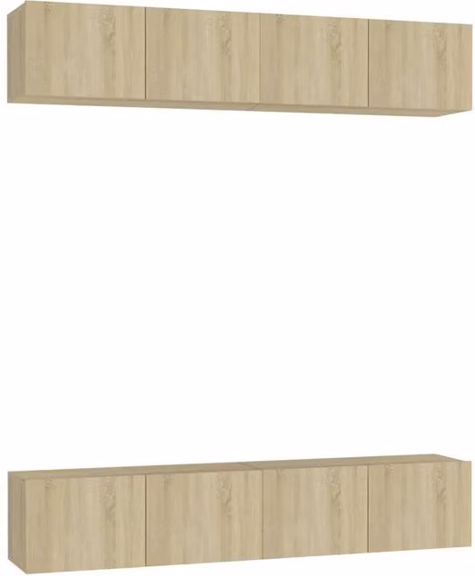Berkfield Home 4-Piece Sonoma Oak TV Cabinet Set in Light Tan, W/D/H: 80 x 30 x 30 cm – 1