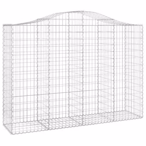 vidaXL Set of 12 Arched Gabion Baskets in Silver Galvanised Steel, W/D/H: 200 x 50 x 140/160 cm – 1