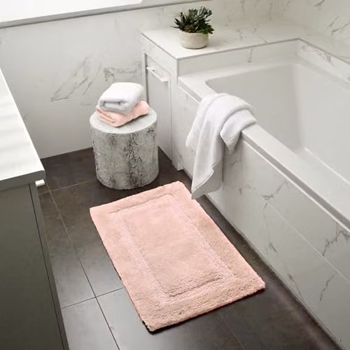 Allure Bath Fashions Bamboo Cotton Non-Slip Bath Mat, Pink, W: 80 cm, D: 50 cm – 2
