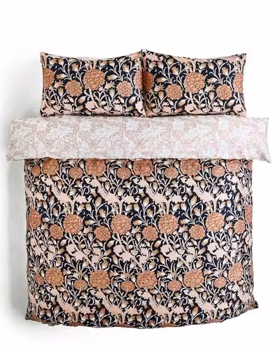 William Morris at Home Wild Tulip 100% Cotton Sateen Duvet Cover Set, 220 Thread Count, Multicolour/Bronze, W: 260 cm, H: 220 cm – 3