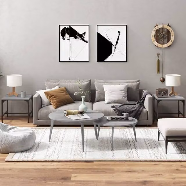 Berkfield Home Set of 2 Grey Sonoma Side Tables, W/D/H: 40 x 40 x 35 cm
