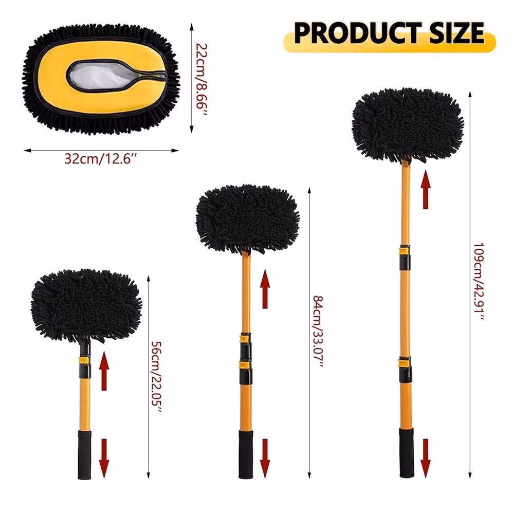 Nordara Extendable Microfibre Car and Caravan Wash Brush Cleaning Mop in Yellow and Multicolour – 2