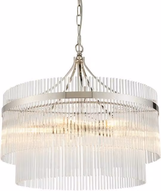Netlighting Marietta 5 Light Multi Arm Ceiling Pendant Lamp in Grey and Silver with Transparent Glass Shades