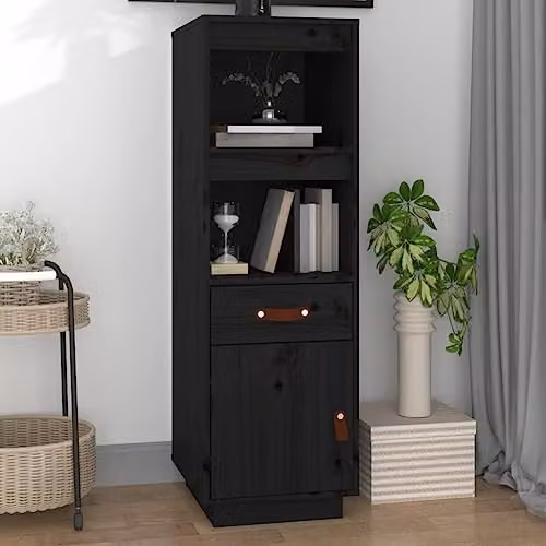 vidaXL Highboard in Black Solid Pine Wood, W/D/H: 34 x 40 x 108.5 cm – 2