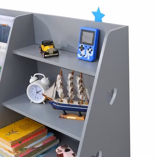 Duffy Childrens 5 Tier Bookcase and Toy Storage Shelf in Grey – 3