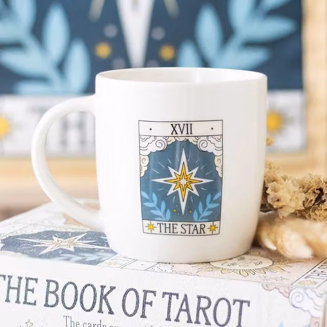 Uniqueful The Star Vintage Tarot Ceramic Mug in White, 350 ml