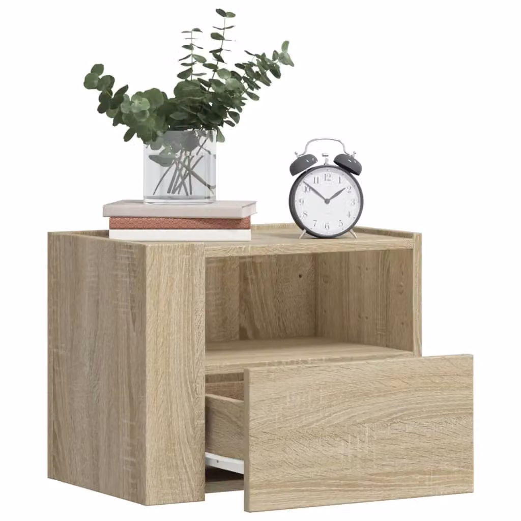 Berkfield Home Wall-mounted Bedside Cabinet in Sonoma Oak Brown, W/D/H: 45 x 30 x 35 cm – 3