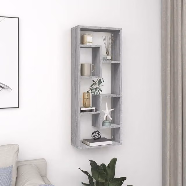 Berkfield Home Grey Sonoma Wall Mounted Cube Shelf, W/D/H: 36 x 16 x 90 cm