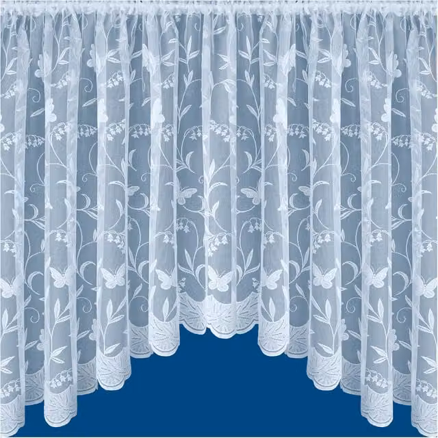 Tyrone Textiles Lace Floral Net Jardiniere with Butterflies in White