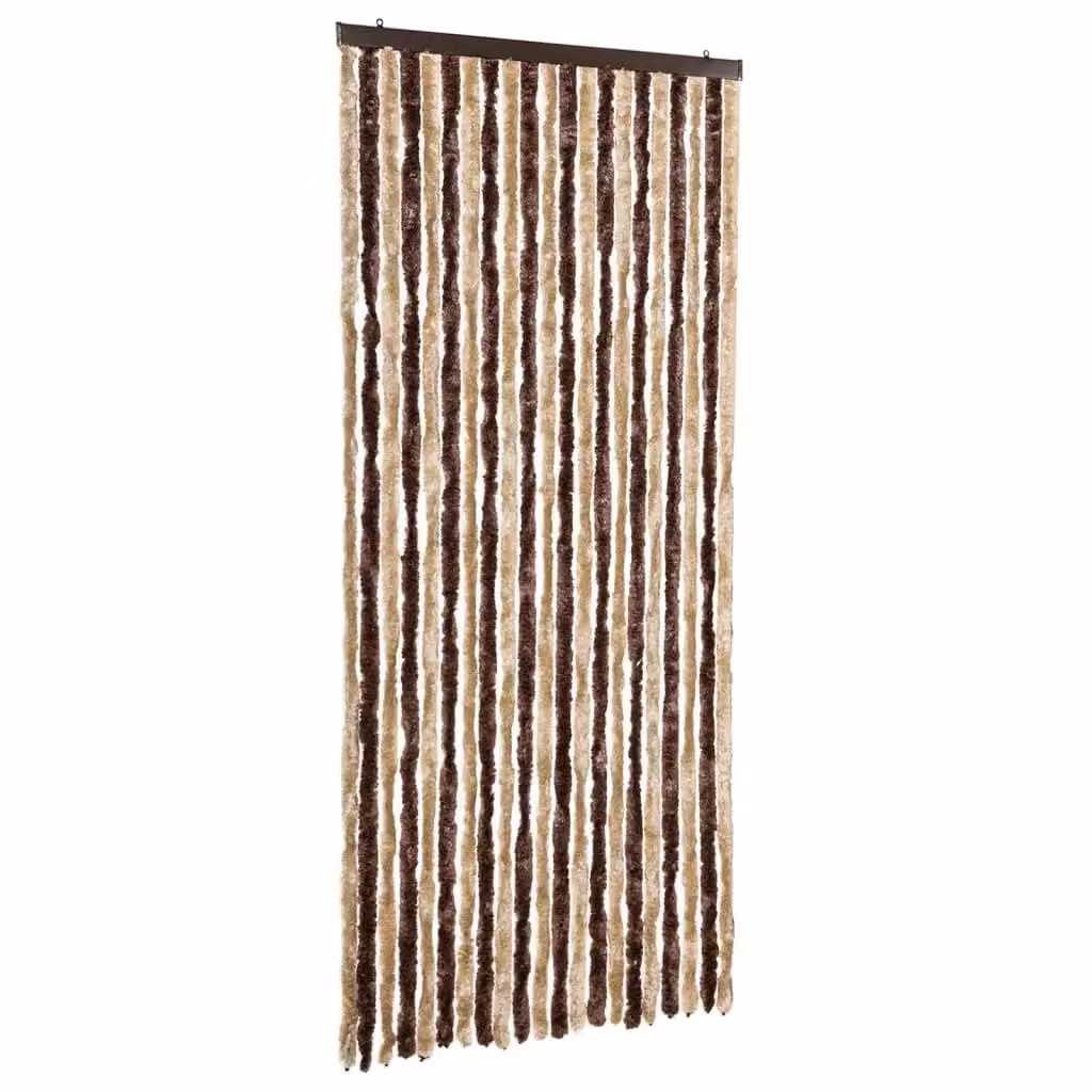 Berkfield Home Chenille Insect Curtain in Beige and Light Brown, W: 90 cm, H: 220 cm – 2