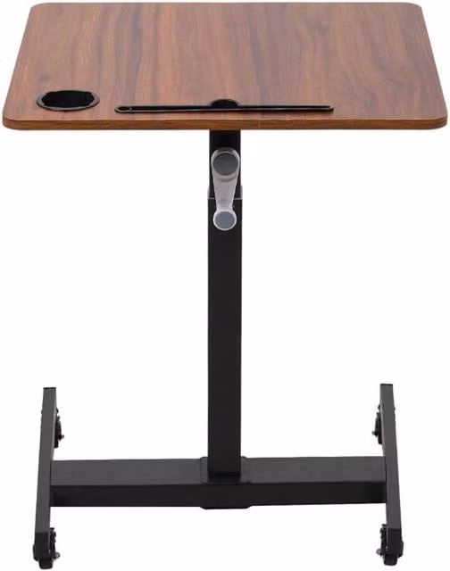 KORVIXA Adjustable Height Over Bed Table Tray in Brown, W/D: 100 x 100 cm