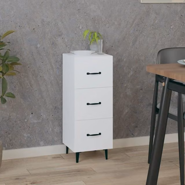 Berkfield Home Classic White Sideboard in Matt MDF, W/D/H: 34.5 x 34.0 x 90.0 cm – 1