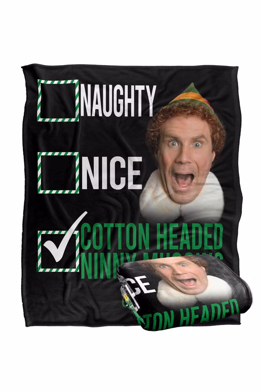 Warner Bros. Elf Not Naughty Not Nice Christmas Throw Blanket, Multicolour and Black, Large, Fluffy Polyester – 2