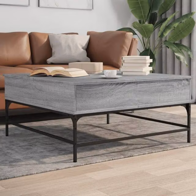 Berkfield Home Comfortable Square Coffee Table in Grey Sonoma, W/D/H: 95 x 95 x 45 cm