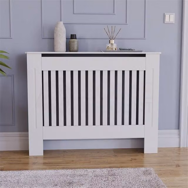 FORGEVIO Chelsea White Radiator Cover Shelf Cabinet with Hinged Doors