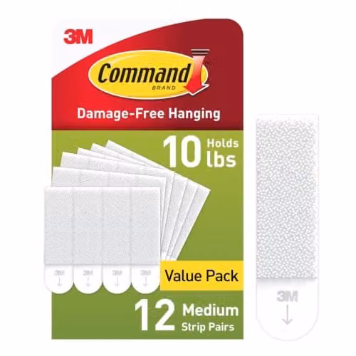 3M Command White Medium Picture Hanging Strips Value Pack with 24 Adhesive Strips