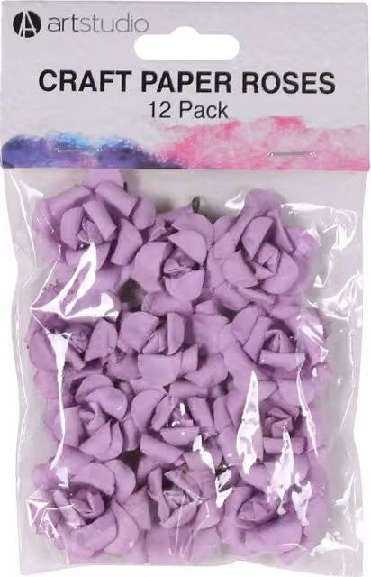 Art Studio Pack of 12 Multicolour and Purple Craft Paper Roses