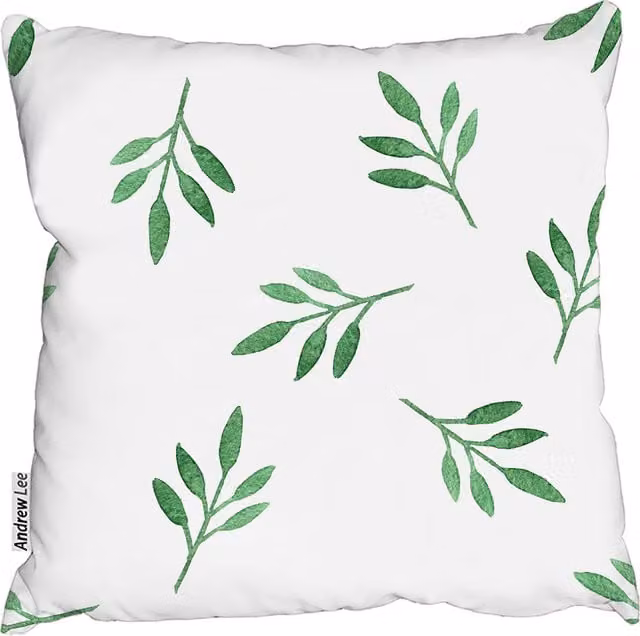 Andrew Lee Green and White Floral Square Cushion, W/D/H: 60 x 60 x 1 cm