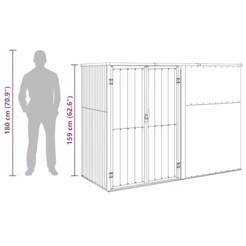 vidaXL Large Galvanised Steel Garden Tool Shed in Green, W/D/H: 225 x 161 x 89 cm – 3