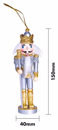St Helens Home & Garden Nutcracker Christmas Tree Hanging Decoration, Gold and Silver, Height: 15 cm – 2