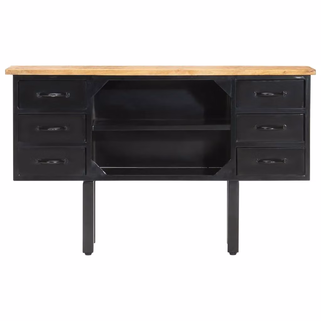 Berkfield Home Industrial Sideboard in Brown Solid Mango Wood and Steel, W/D/H: 110 x 30 x 65 cm – 2