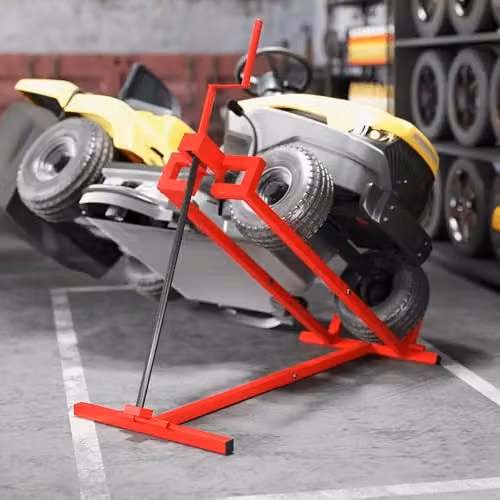 HOMCOM Folding Ride On Lawn Mower Jack Lift, Red Steel – 8