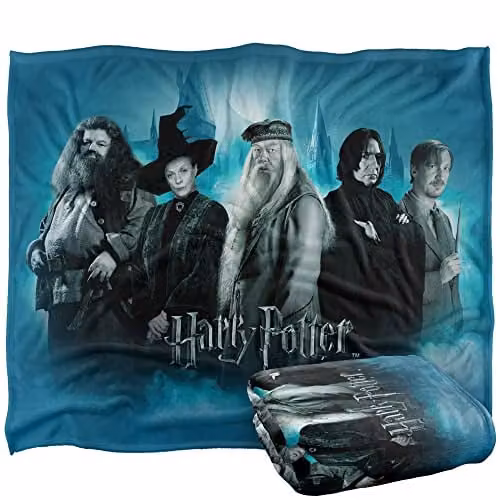 LOGOVISION Harry Potter Hogwarts Teachers Officially Licensed Super Soft Microfibre Fleece Throw Blanket in White and Multicolour, W: 152 cm, D: 127 cm – 1