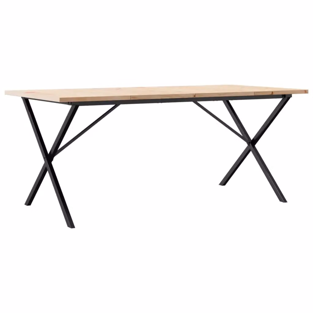 Berkfield Home X-Frame Rectangular Dining Table in Brown Solid Pine and Steel, W: 180 cm, D: 90 cm, H: 75.5 cm – 2