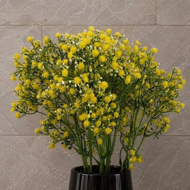 Leaf Premium Yellow Artificial Gypsophila Floral Stems, Pack of 6, Height: 55 cm – 1