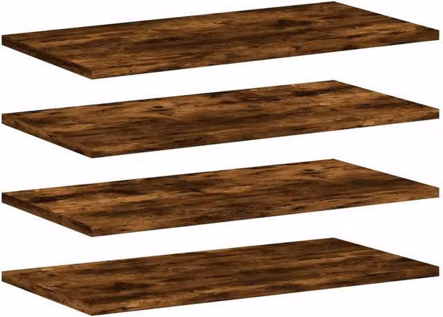 Berkfield Home Set of 4 Wall Mounted Shelves in Smoked Oak Brown, W: 60 cm, D: 20 cm, H: 1.5 cm – 1