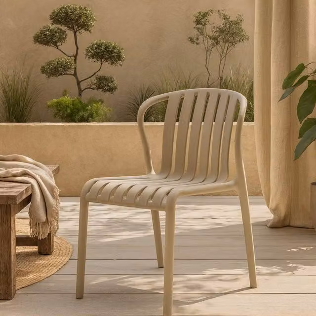Wyld Haus Ollioules Putty Grey Slatted Outdoor Dining Chair