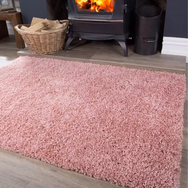 The Rug House Soft Value Shaggy Area Rug in Blush Pink, W: 220 cm, D: 160 cm