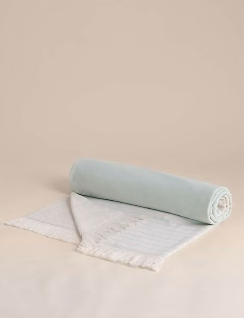 M&S Pure Cotton Hammam Beach Towel Green