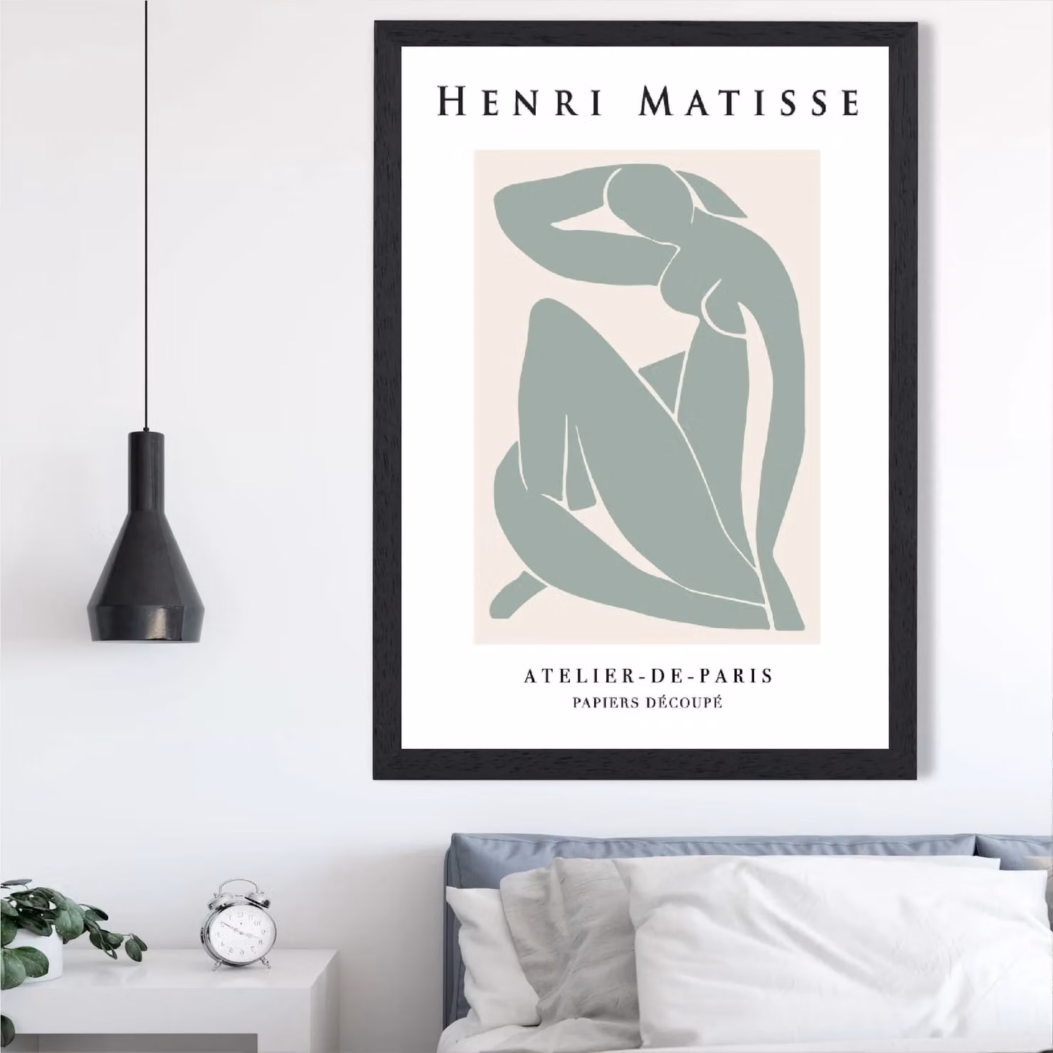 ARTZE Matisse Abstract Nude Green and Cream Framed Paper Poster with Black Frame, A4 – 2