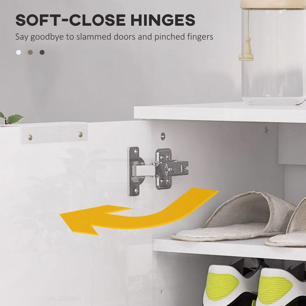 Wyld Haus Modern High Gloss White 5 Shelf Shoe Storage Cupboard W/D/H: 76 x 31.5 x 95 cm – 3