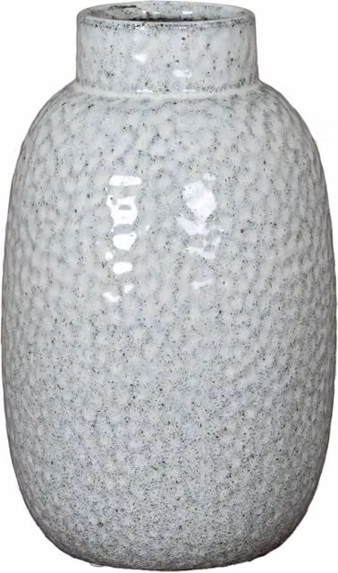 KDMK Dimple Medium Textured Ceramic Round Tabletop Vase in White
