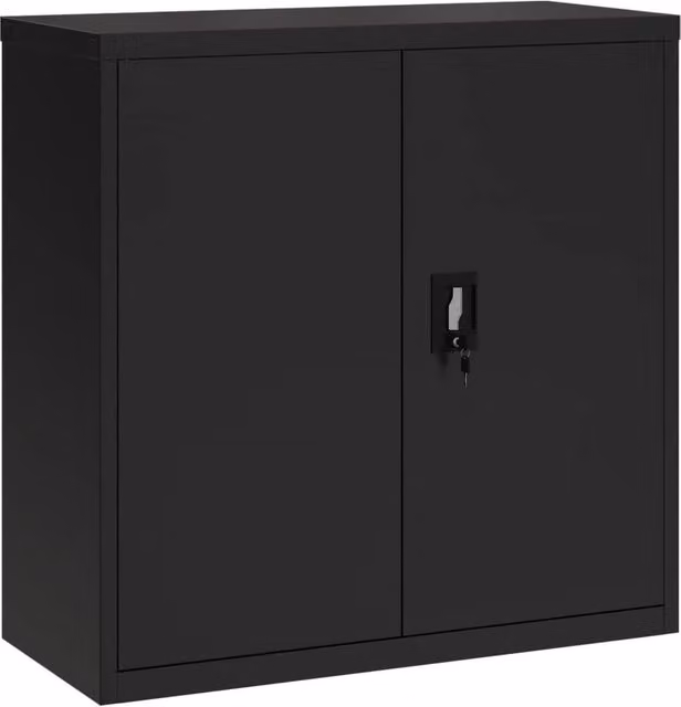 Berkfield Home Black Steel File Cabinet with Hinged Doors and Adjustable Shelves, W/D/H: 90 x 40 x 90 cm