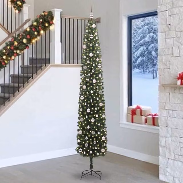 Berkfield Home Artificial Green Christmas Tree with 300 Warm White LEDs and Stand, Height: 270 cm – 1
