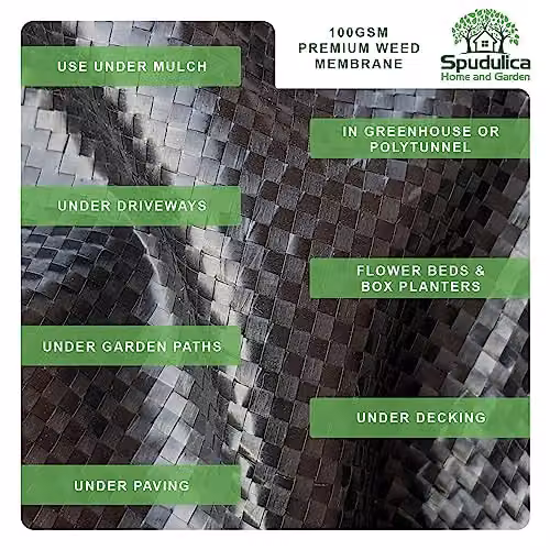 Spudulica Black Woven Landscape Fabric Weed Control Membrane, W/D: 2 x 25 m – 3