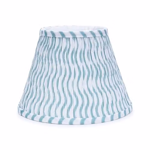 ValueLights Riza Green Fabric Pleated Tapered Easy Fit Small Lampshade with LED Bulb, Shade Width: 27.5 cm