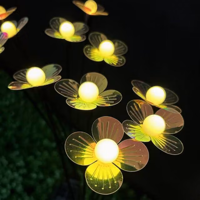 Quipulse Solar Garden Stake Decor Lights with 6 Round Ball Flower Heads in Warm White and Multicolour – 1