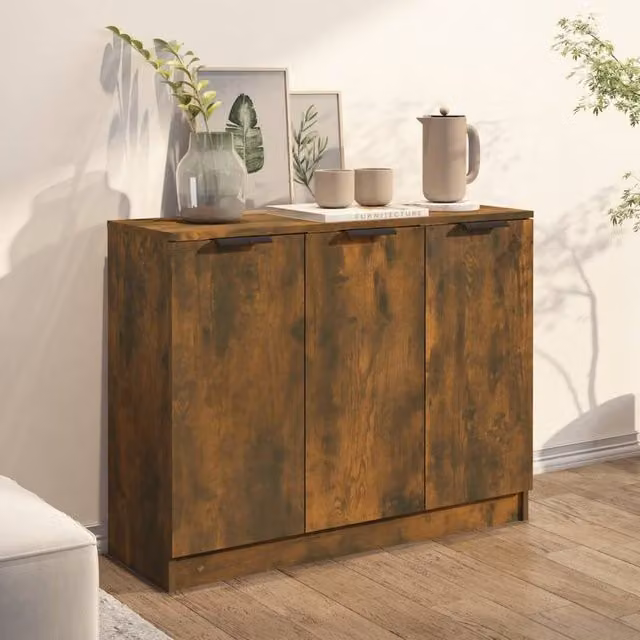 Berkfield Home Modern Smoked Oak Sideboard in Brown, W/D/H: 90.5 x 30 x 70 cm – 1