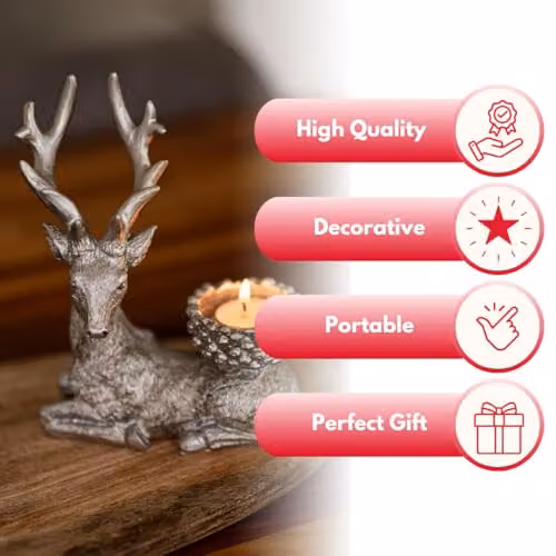 Marco Paul Set of Two Silver Resin Stag Tealight Holders – 4