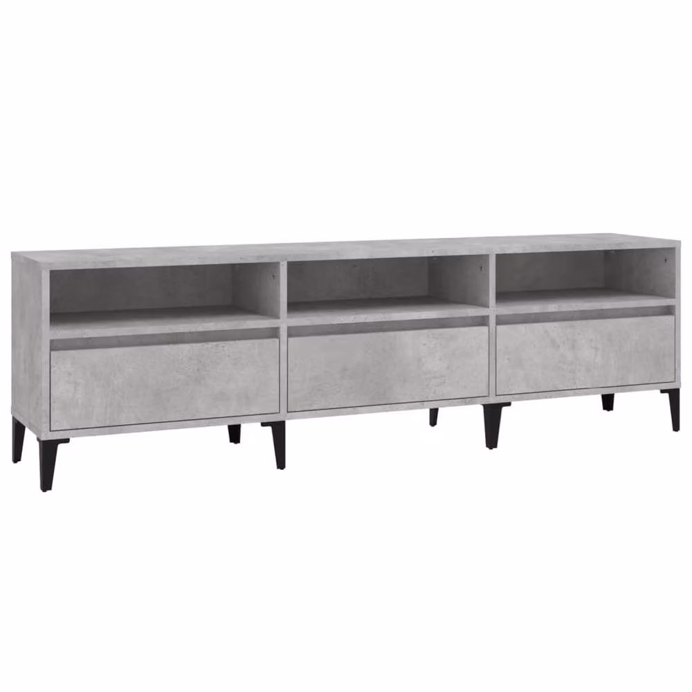 Berkfield Home Concrete Grey TV Cabinet with Media Compartments, W/D/H: 150 x 30 x 44.5 cm – 2