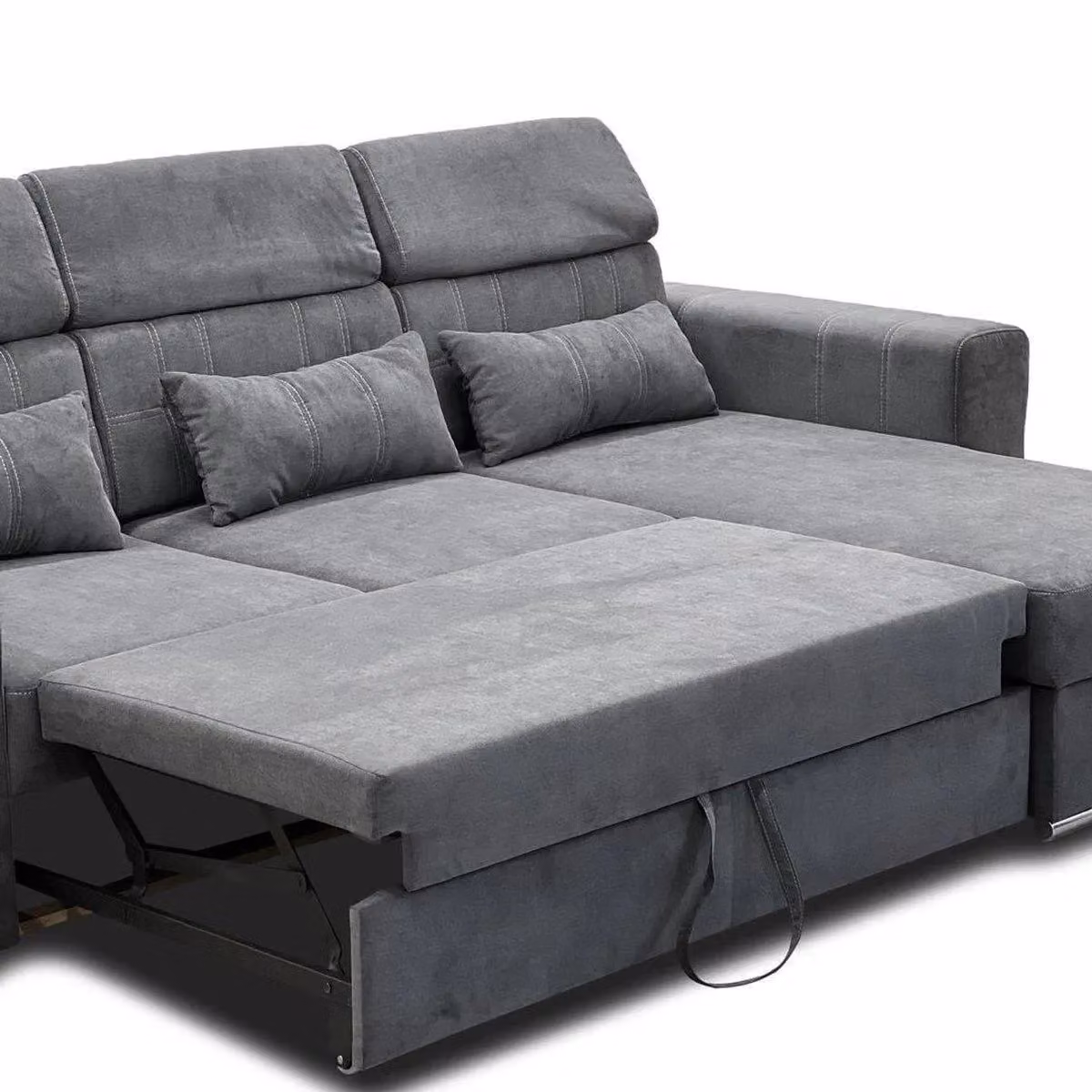 Furnishings For Less UK Miami Grey Fabric Reversible L Shaped Corner Sofa Bed with Storage and Adjustable Headrests, 3-4 Seater, W/D/H: 250 x 135 x 90 cm – 5